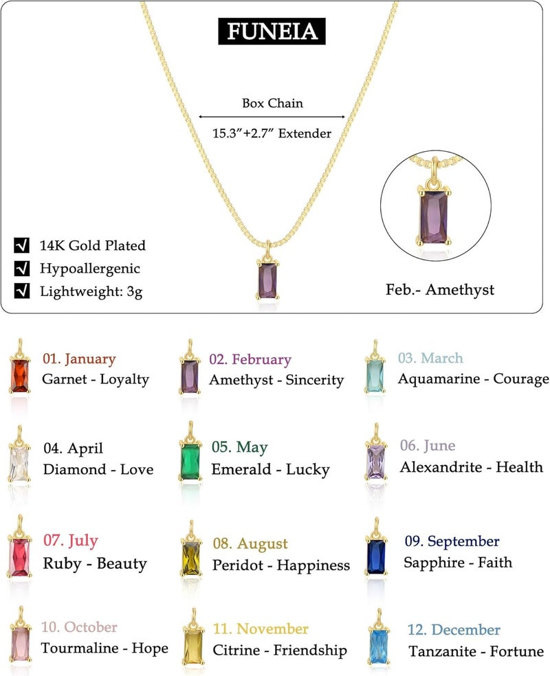 FUNEIA Diamond Necklaces for Women 14K Gold Plated Emerald Birthstone Necklace for Women Mothers Dainty Gold Necklace Blue Green Cubic Zirconia Pendant Necklace Birthday Gifts for Women Jewelry - Image 5